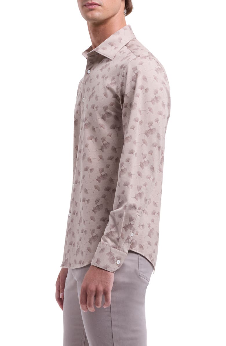 Bugatchi James OoohCotton<sup>®</sup> Floral Twill Button-Up Shirt, Alternate, color, Sand
