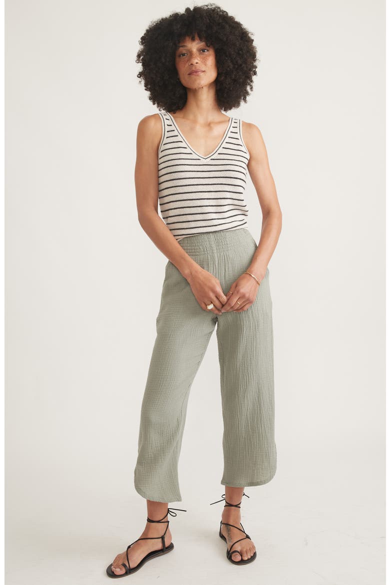 Corinne Wide Leg Double Cloth Cotton Pants, Alternate, color, SHADOW