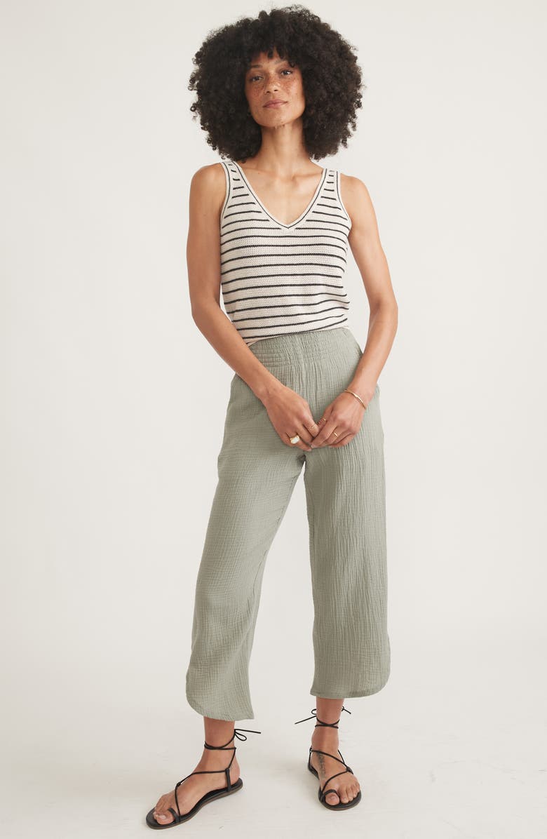 Marine Layer Corinne Wide Leg Double Cloth Cotton Pants, Alternate, color, Shadow