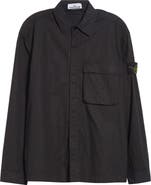 Stone Island Compass Patch Stretch Cotton Canvas Overshirt