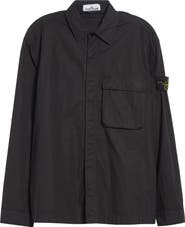 Stone Island Compass Patch Stretch Cotton Canvas Overshirt