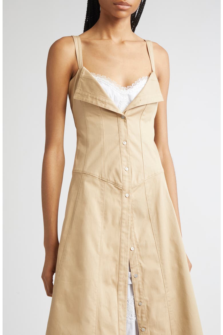 Lucil Layer Ruffle Maxi Dress, Alternate, color, KHAKI/ WHITE