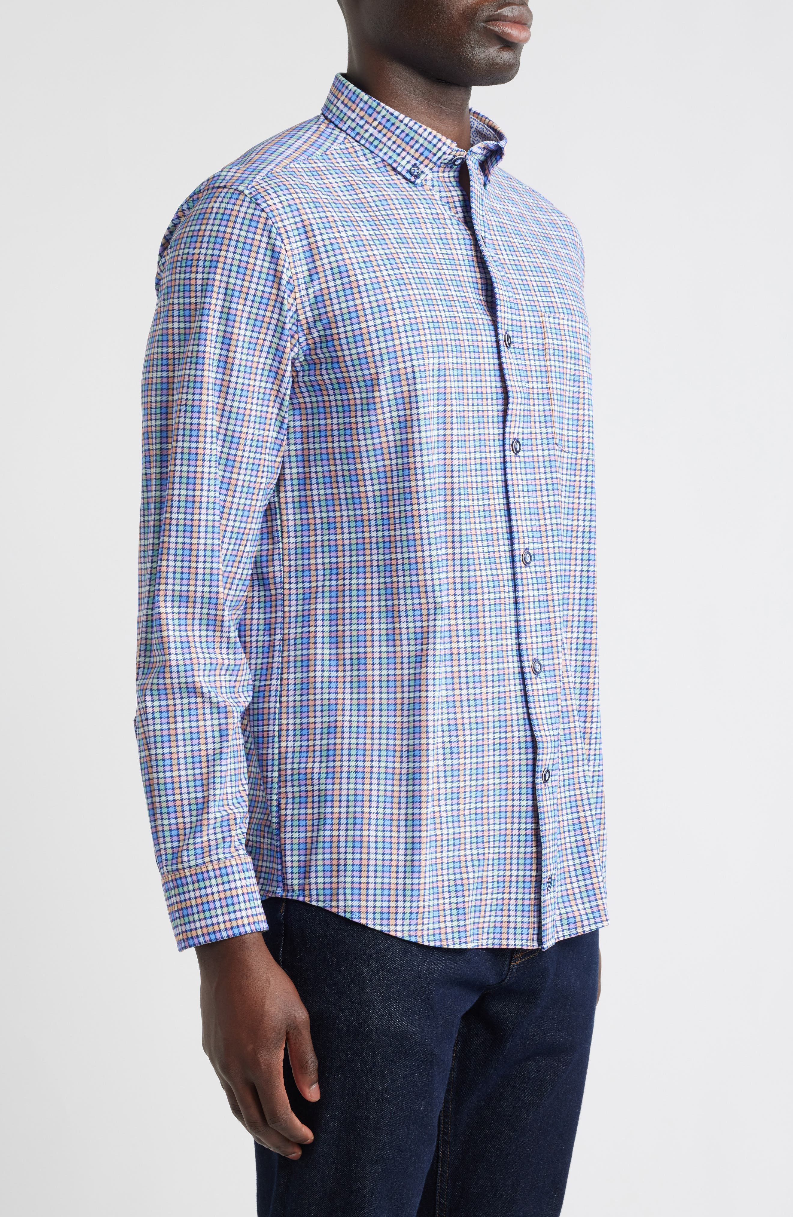 Johnston & Murphy XC Motion Performance Knit Button-Up Shirt (Men ...