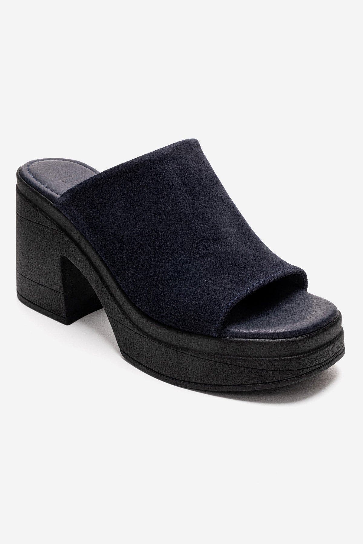 Nola Leather Platform Mules, Alternate, color, Navy Suede