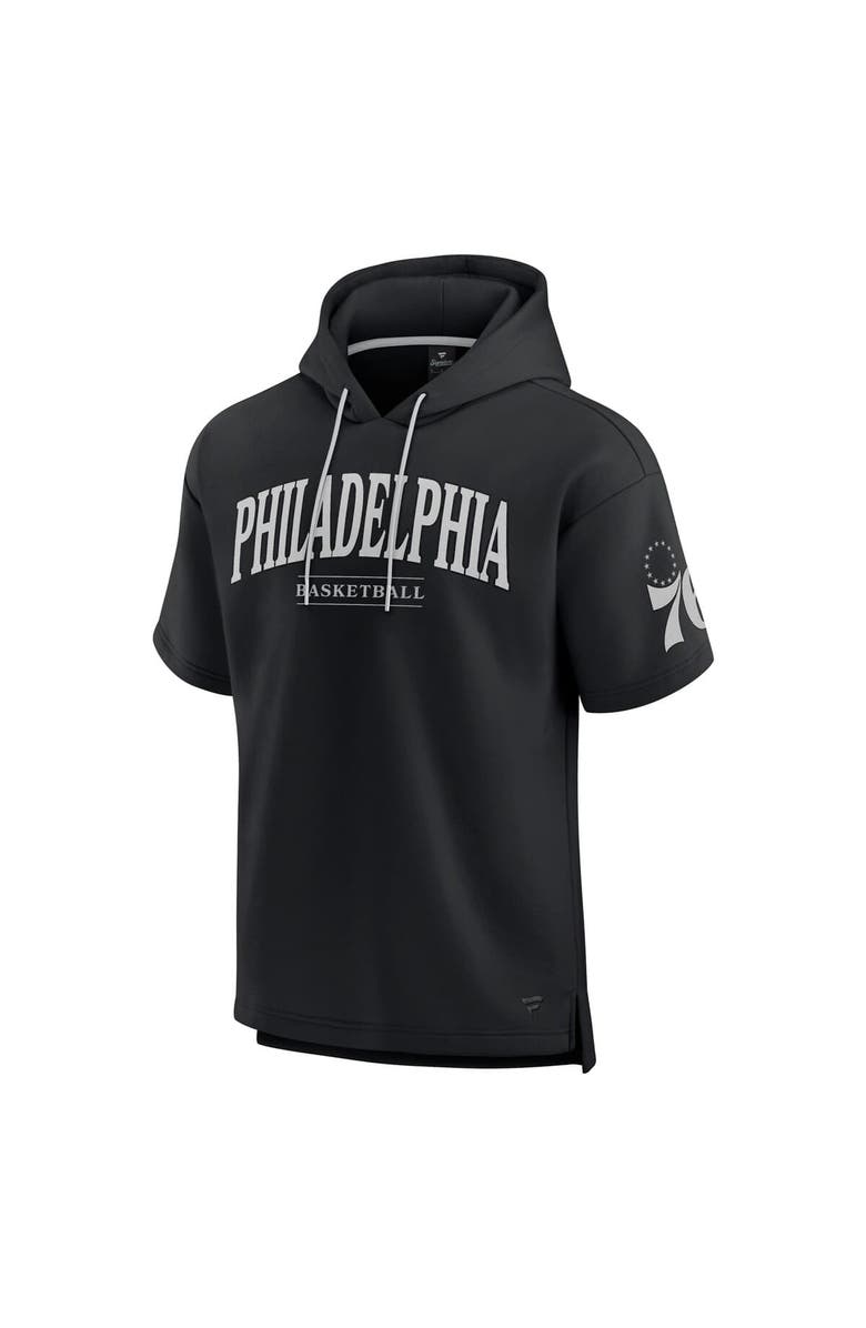 FANATICS Men's Fanatics Black Philadelphia 76ers Elements Ready Short Sleeve Pullover Hoodie, Alternate, color, Black