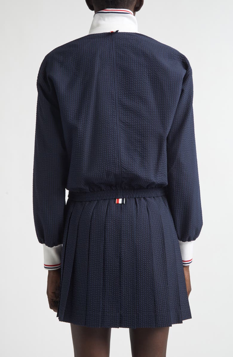 Thom Browne Wool Seersucker Track Jacket, Alternate, color, Navy