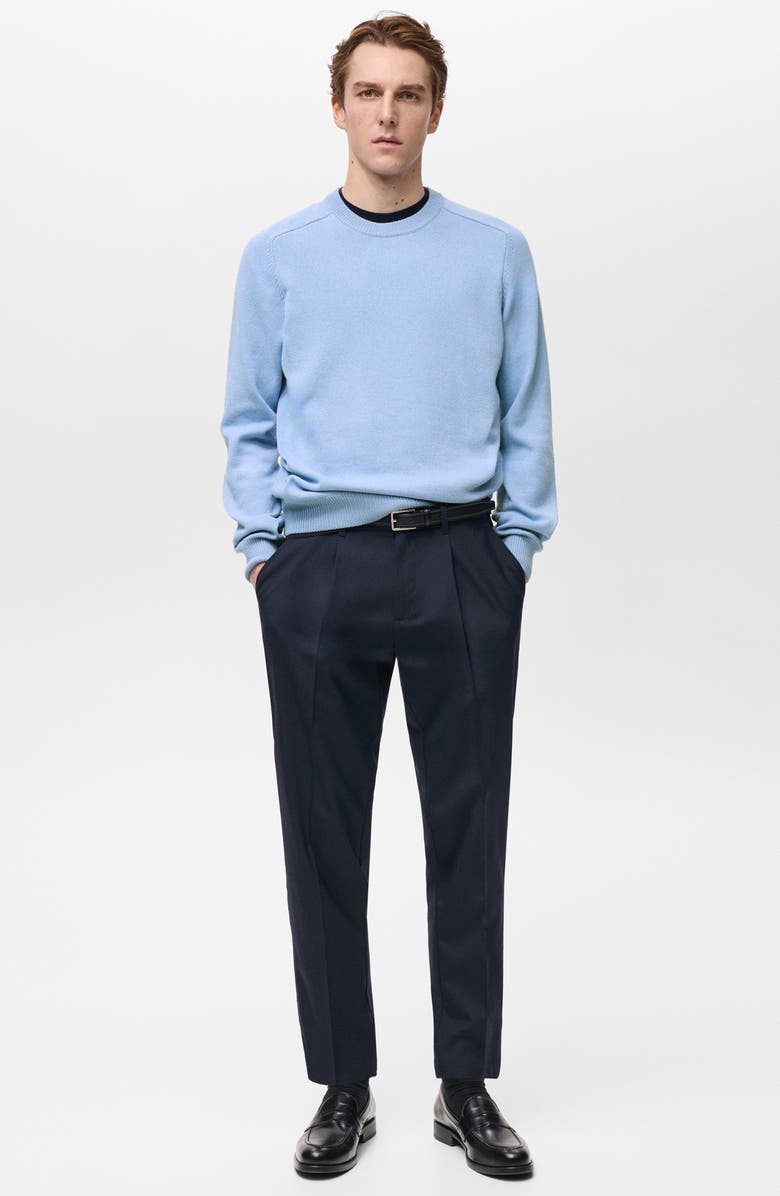 MANGO Crewneck Cotton Sweater, Alternate, color, Sky Blue