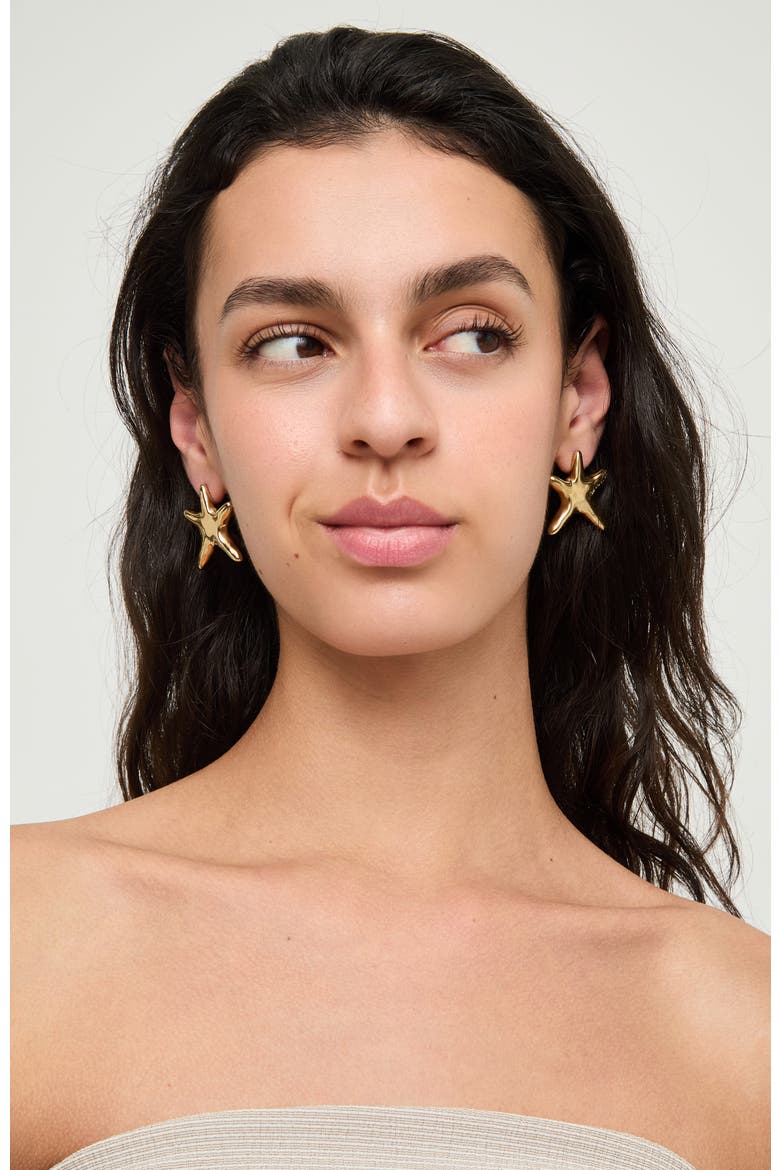 Medium Gold-tone Star Earrings, Alternate, color, Gold