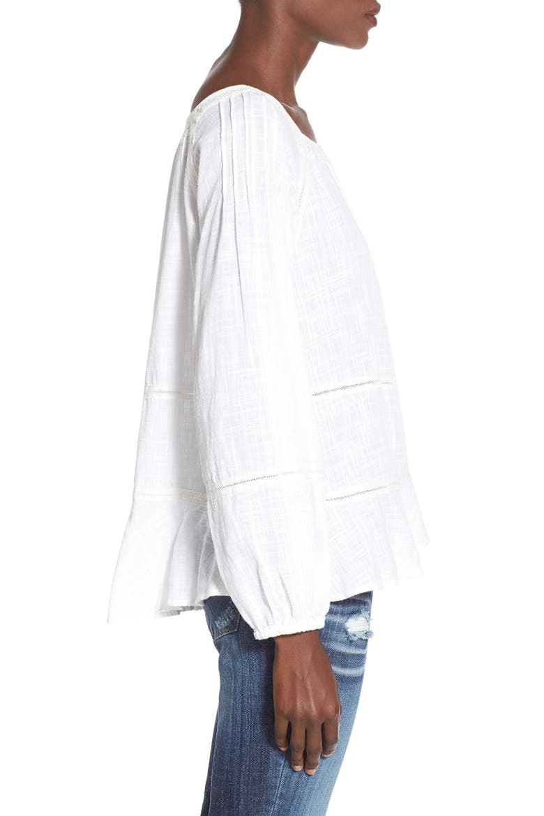 Cotton Peasant Top, Alternate, color, WHITE
