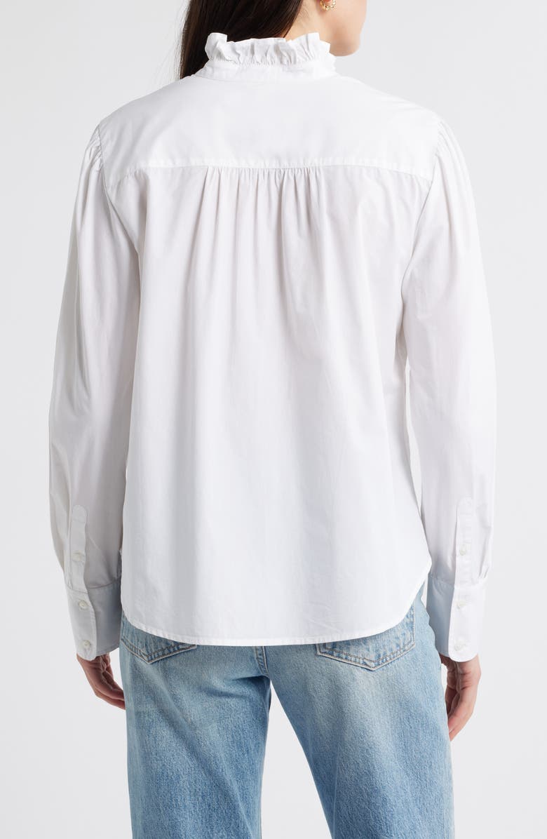Caslon<sup>®</sup> Ruffle Puff Sleeve Cotton Button-Up Shirt, Alternate, color, White