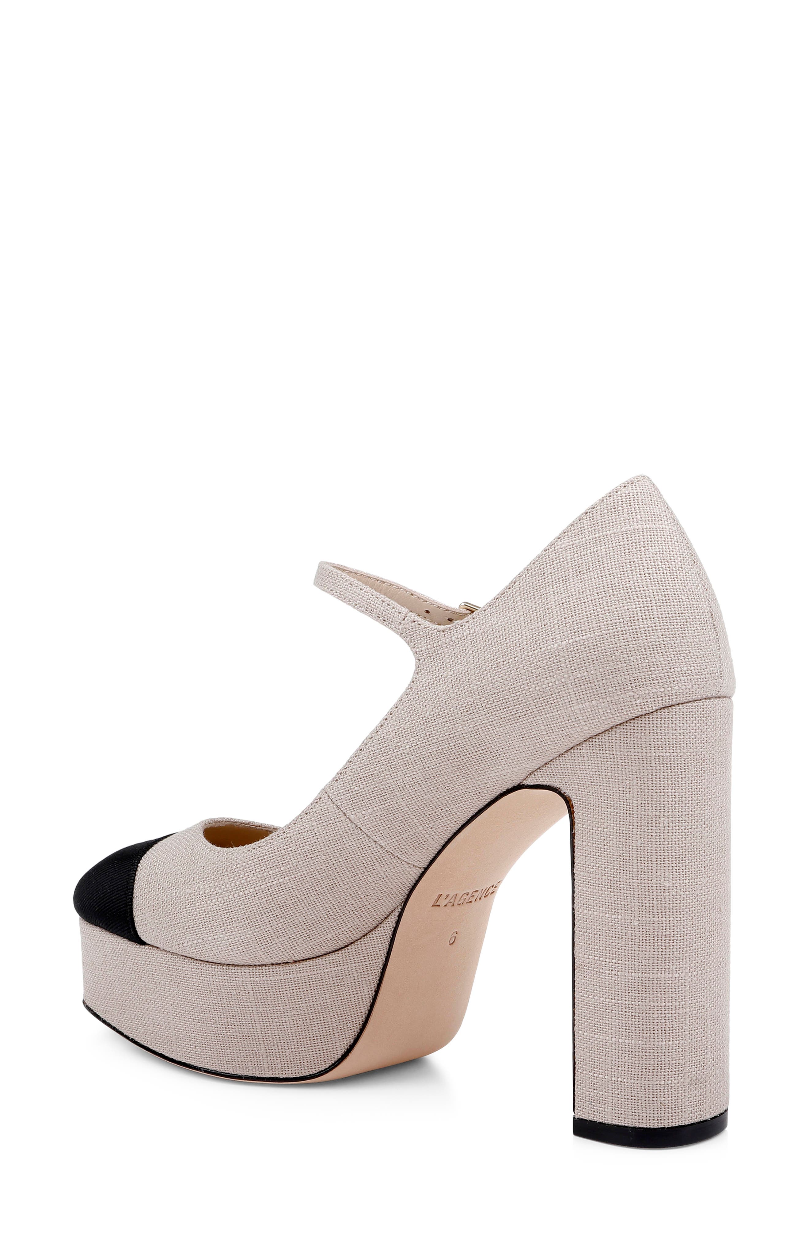 L'AGENCE Lilles Platform Pump, Alternate, color, Natural/ Black
