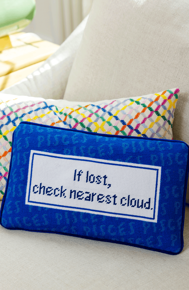 Furbish Pisces Needlepoint Pillow, Alternate, color, Blue