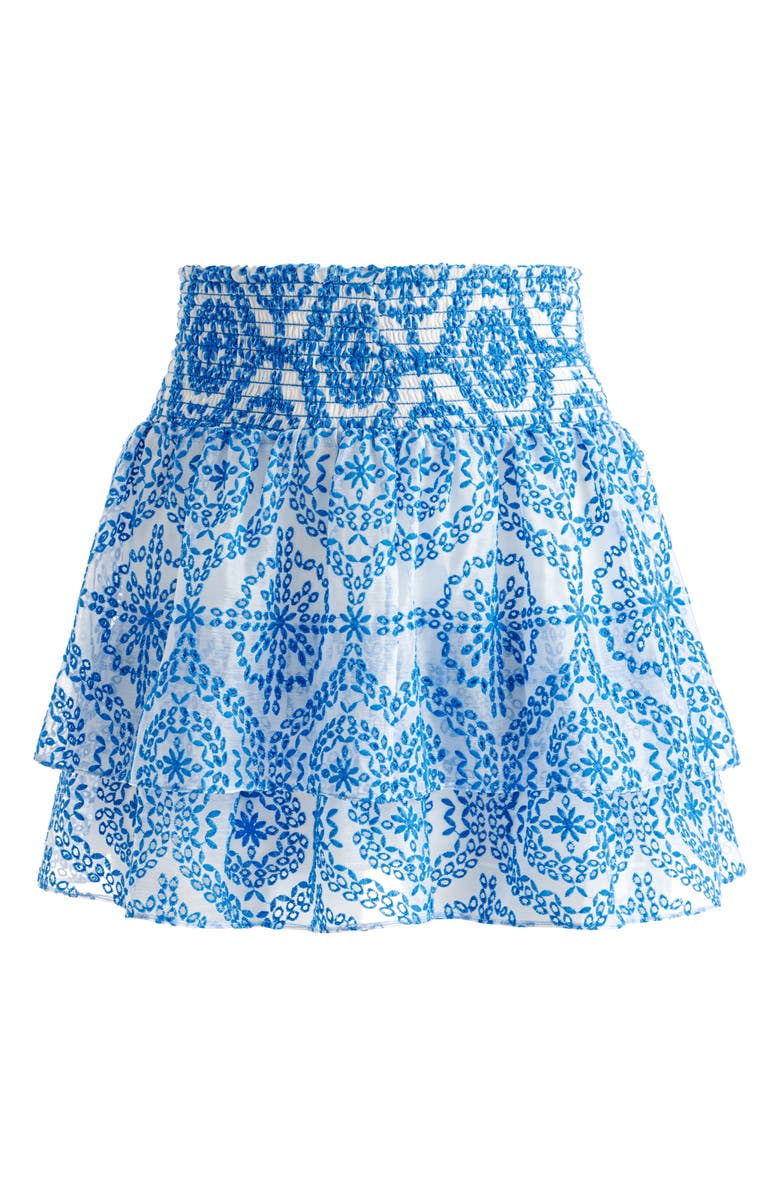 Alice + Olivia Bethie Embroidered Tiered Eyelet Miniskirt, Alternate, color, 