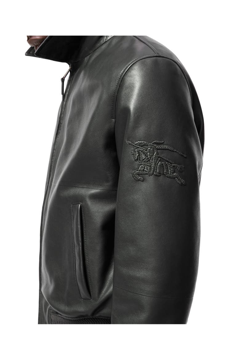 Leather Bloomsbury Bomber Jacket, Alternate, color, Soot grey