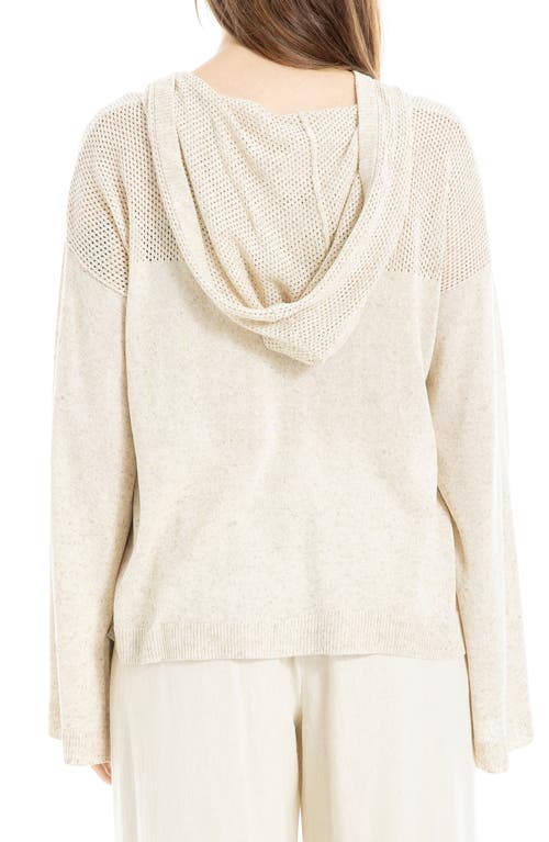 Max Studio Pointelle Hooded Sweater In Oyster