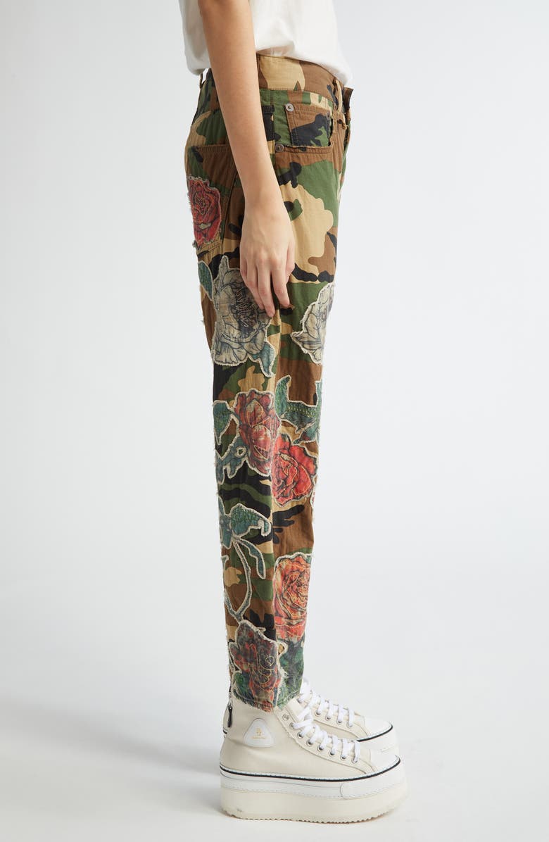 R13 Floral Appliqué X-Boyfriend Camo Pants, Alternate, color, 