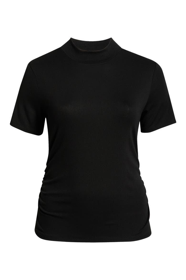 Mock Neck Short Sleeve Top, Alternate, color, BLACK