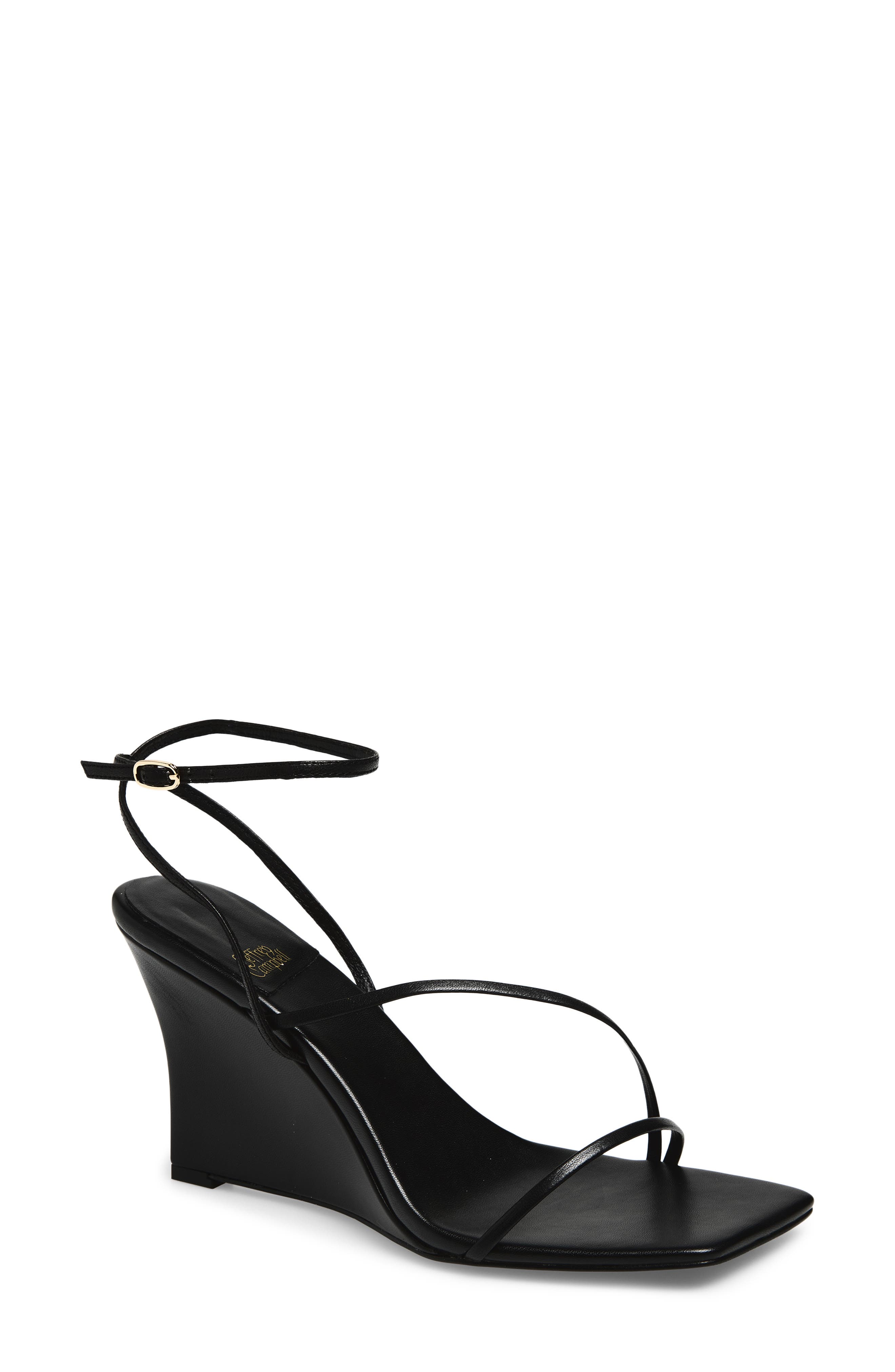 Jeffrey Campbell Highlight Ankle Strap Wedge Sandal, Main, color, Black