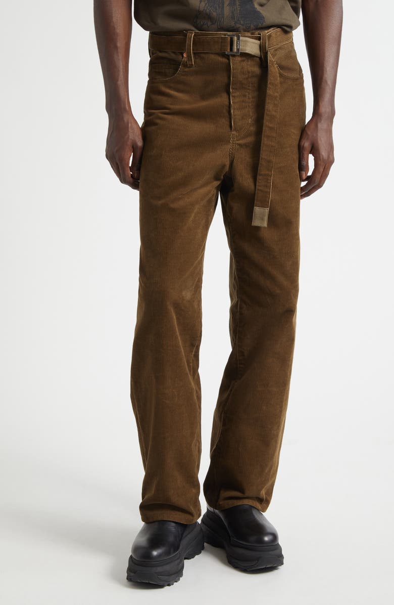 Sacai Belted Corduroy Five Pocket Pants, Main, color, Khaki