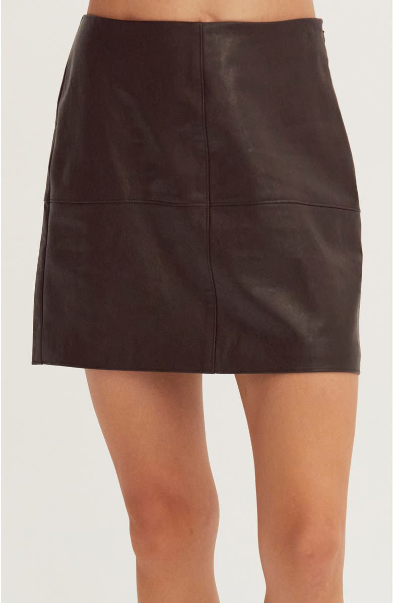 CRESCENT Faux Leather Column Mini Skirt, Main, color, Espresso