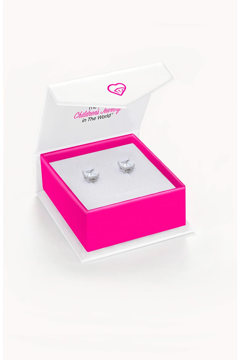 My First Princess Solitaire Earrings, Alternate, color, Silver