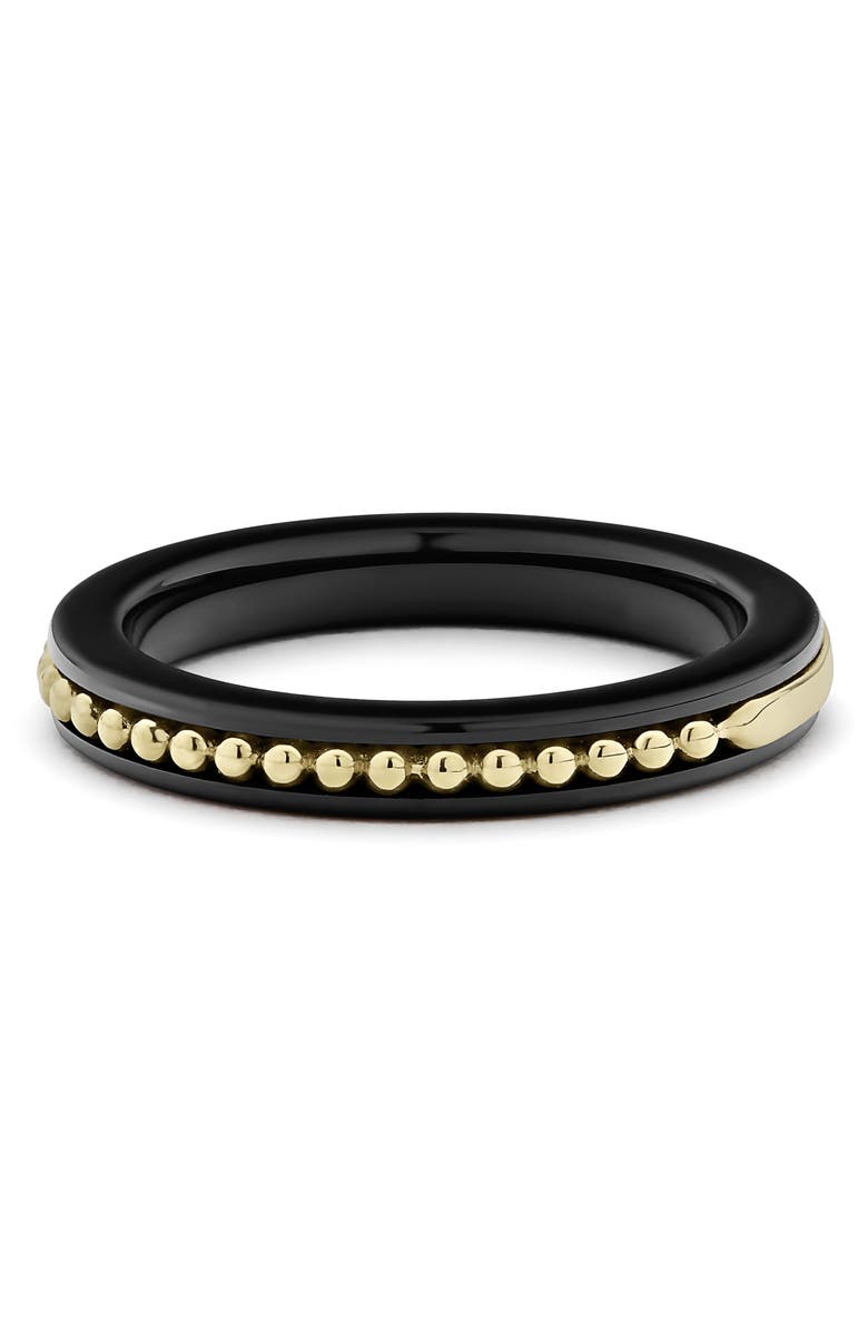 LAGOS Meridian 18K Gold Caviar and Black Ceramic Ring, Alternate, color,
