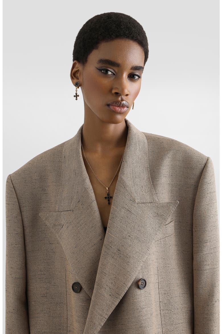 Sicilia Oversize Tweed Effect Jacket, Alternate, color, S8230 WHITE-BEIGE-HAZELNUT