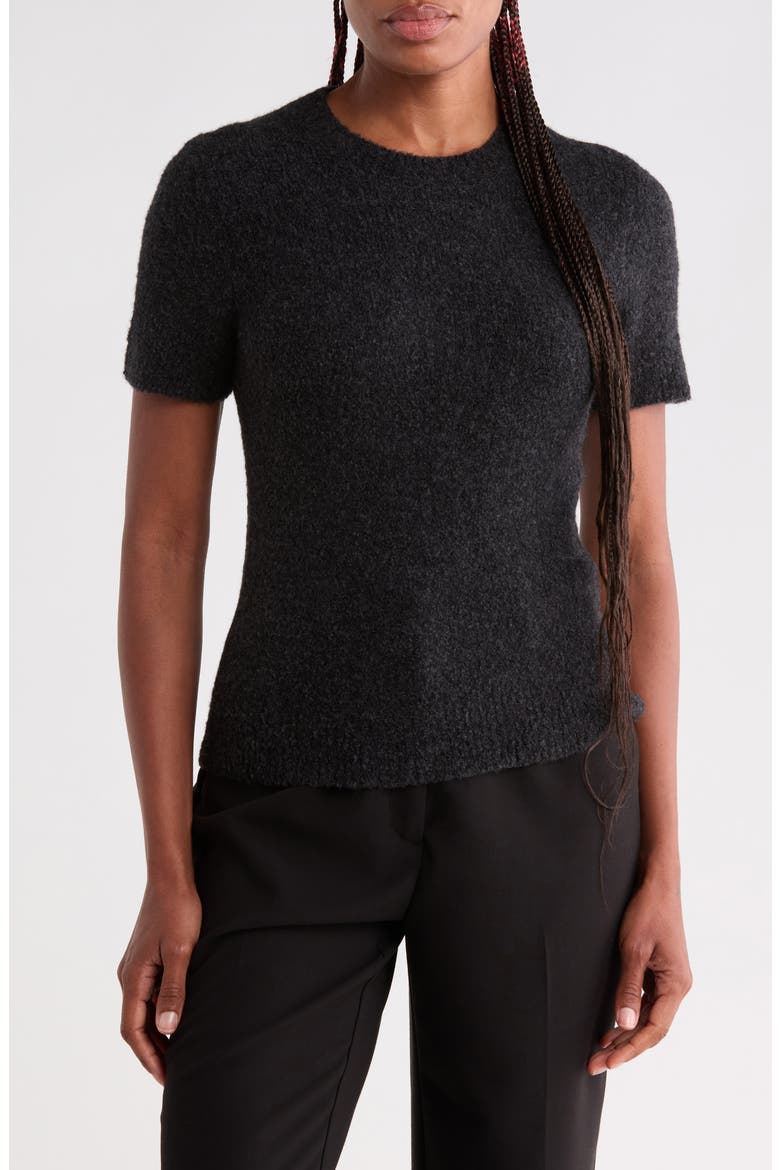 Boucle Crewneck Sweater, Alternate, color, H BLACK