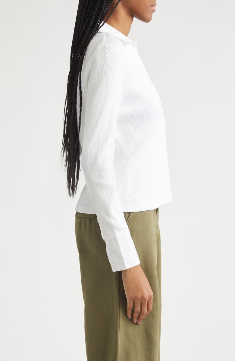 Veronica Beard Brenner Stretch Cotton Rib Top, Alternate, color, White