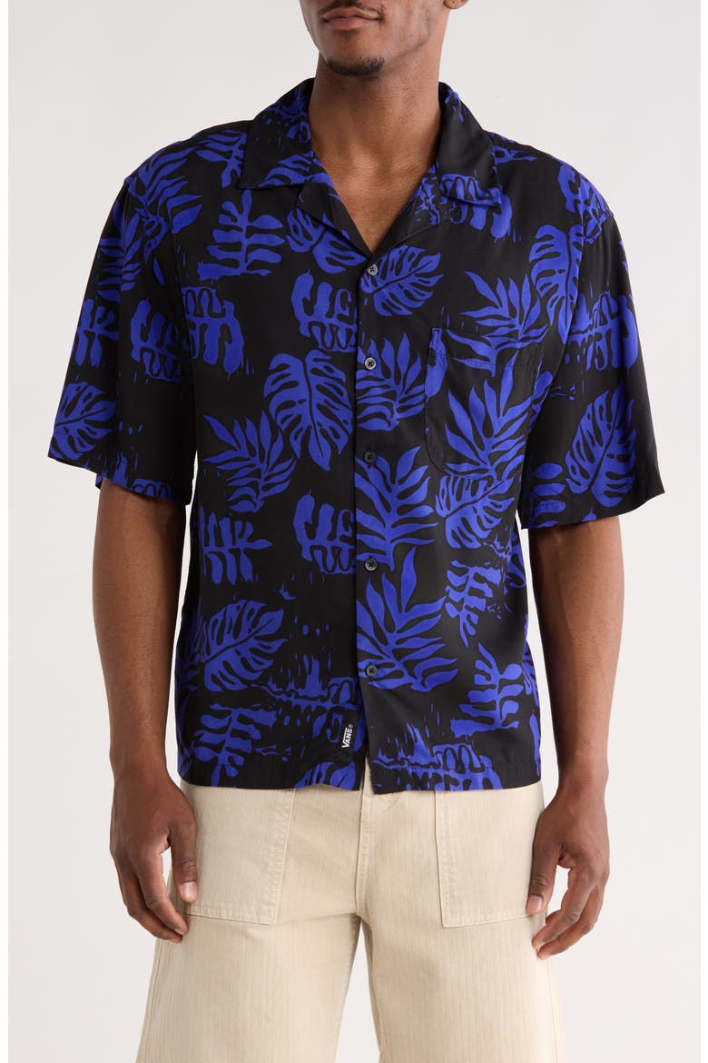 Van Doren Print Camp Shirt, Main, color, ROYAL COBALT
