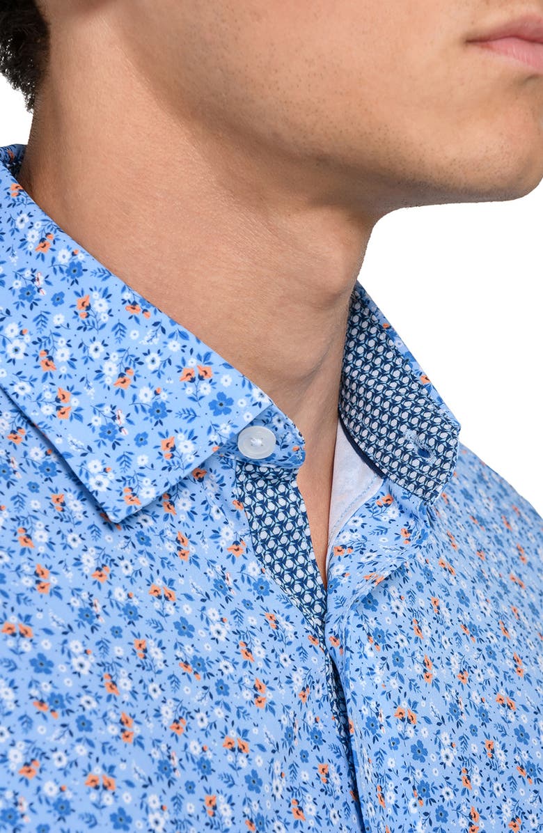 CONSTRUCT Amber Floral Woven Long Sleeve Basic, Alternate, color, Chambray Blue