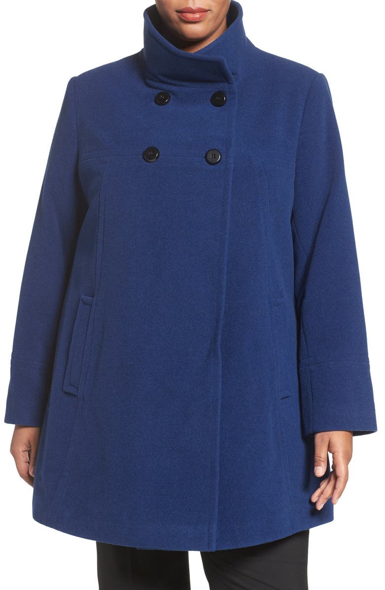 Larry Levine Wool Blend A-Line Babydoll Coat, Alternate, color,