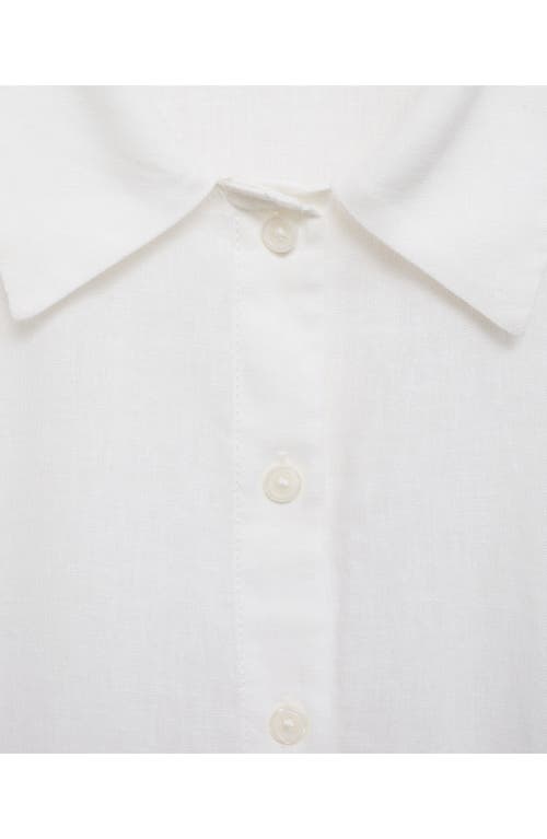 Shop Mango Flowing Linen Blend Blouse In White