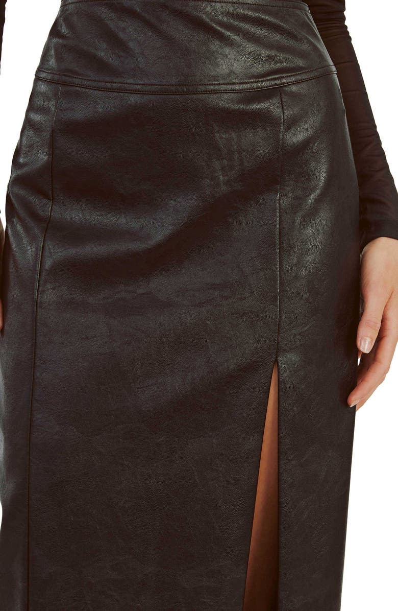 Bardot Dante Faux Leather Midi Skirt, Alternate, color,