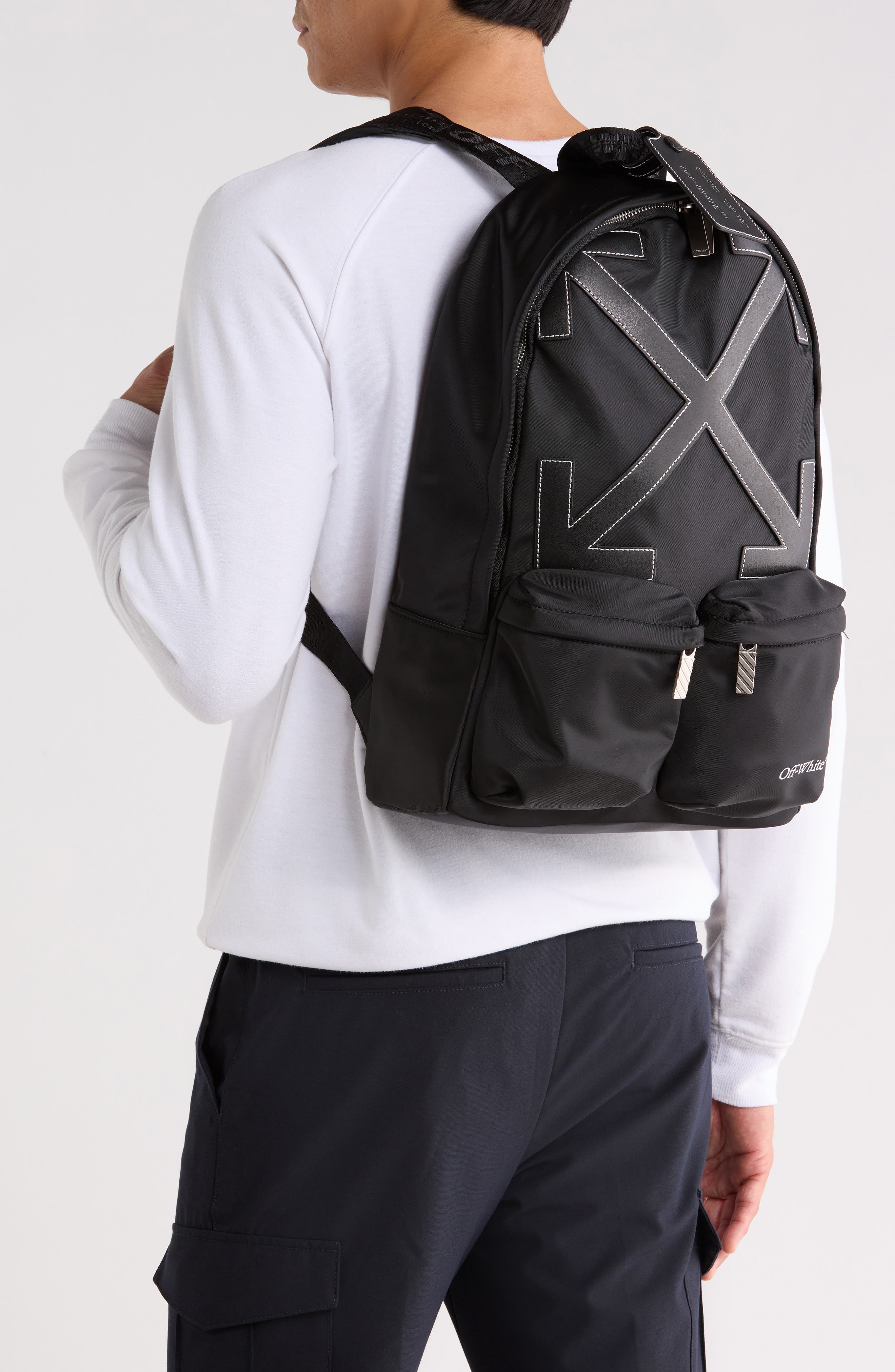 Dome Double Pocket Backpack, Alternate, color, BLACK