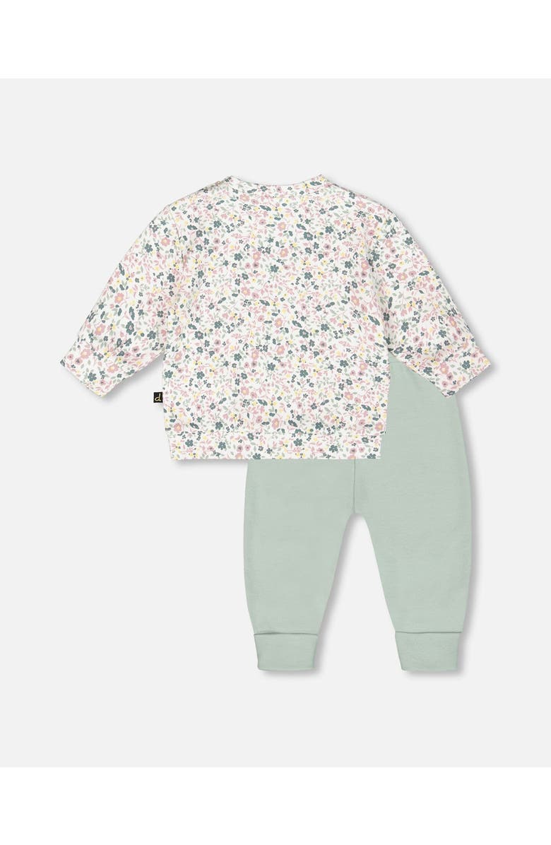 Deux par Deux Organic Cotton Evolutive Pant and Long Sleeve Top Set, Main, color, Jade Green