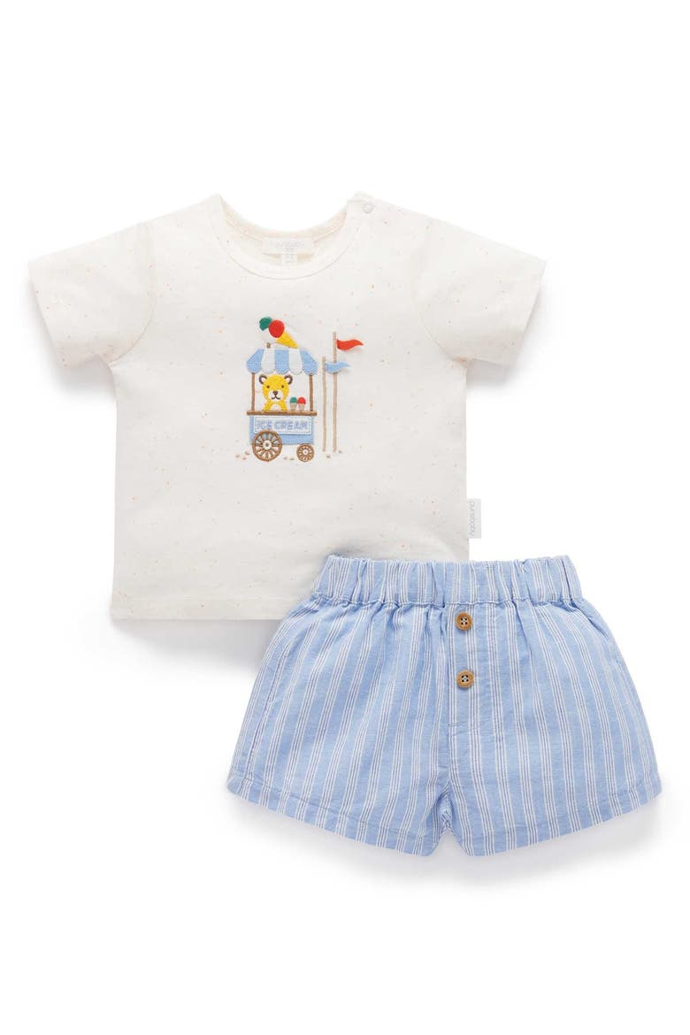 Ice Cream Cart Top & Shorts Set, Main, color, Laguna Stripe