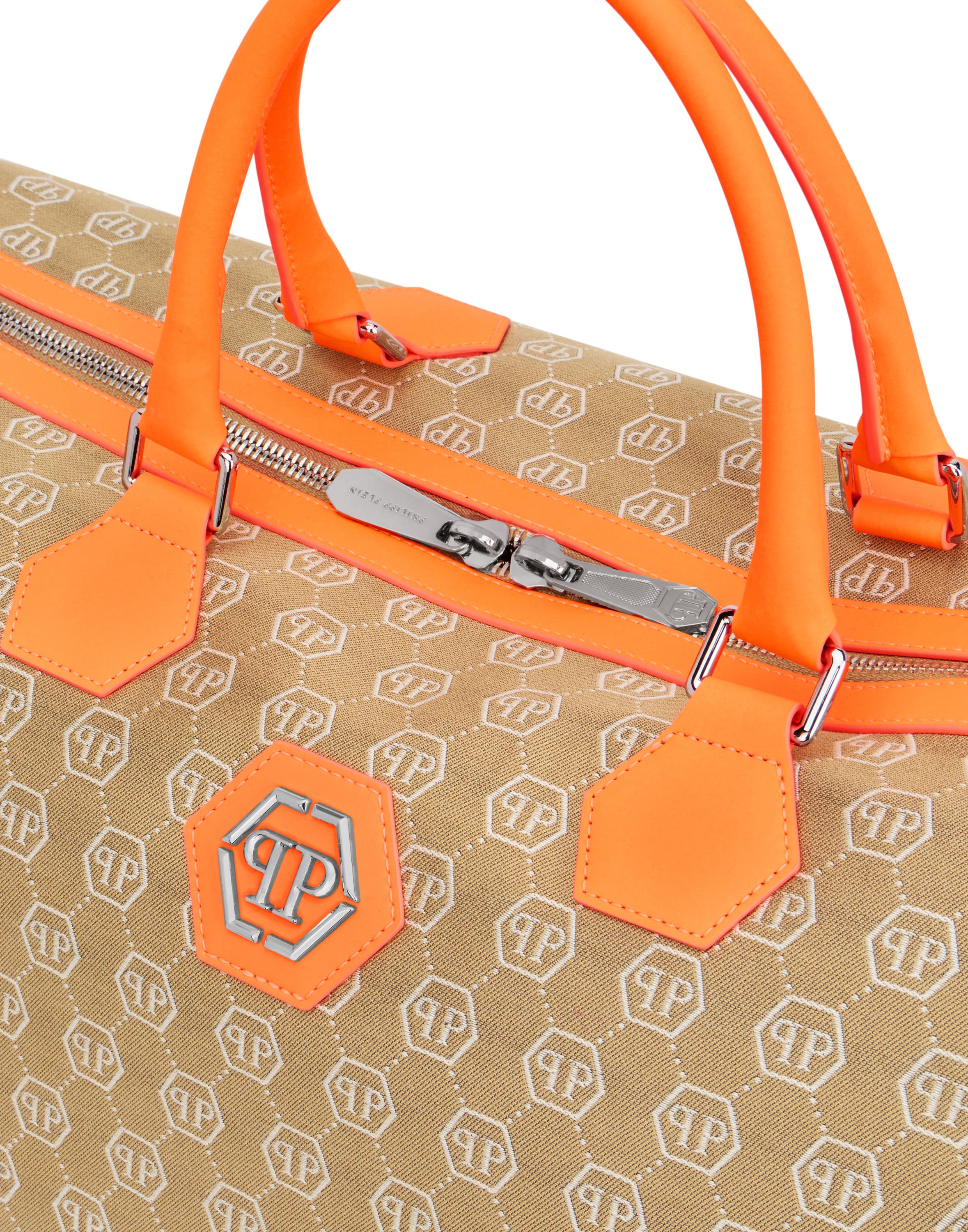 Weekend Bag Jacquard Monogram Men, Alternate, color, beige/orange