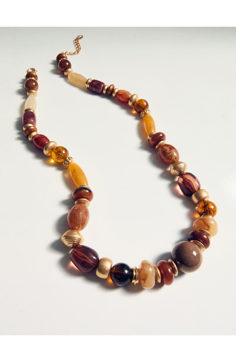 MANGO Combined Beads Necklace, Alternate, color, Brown