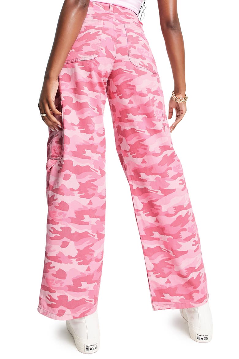 Camo Wide Leg Pants, Alternate, color, PINK