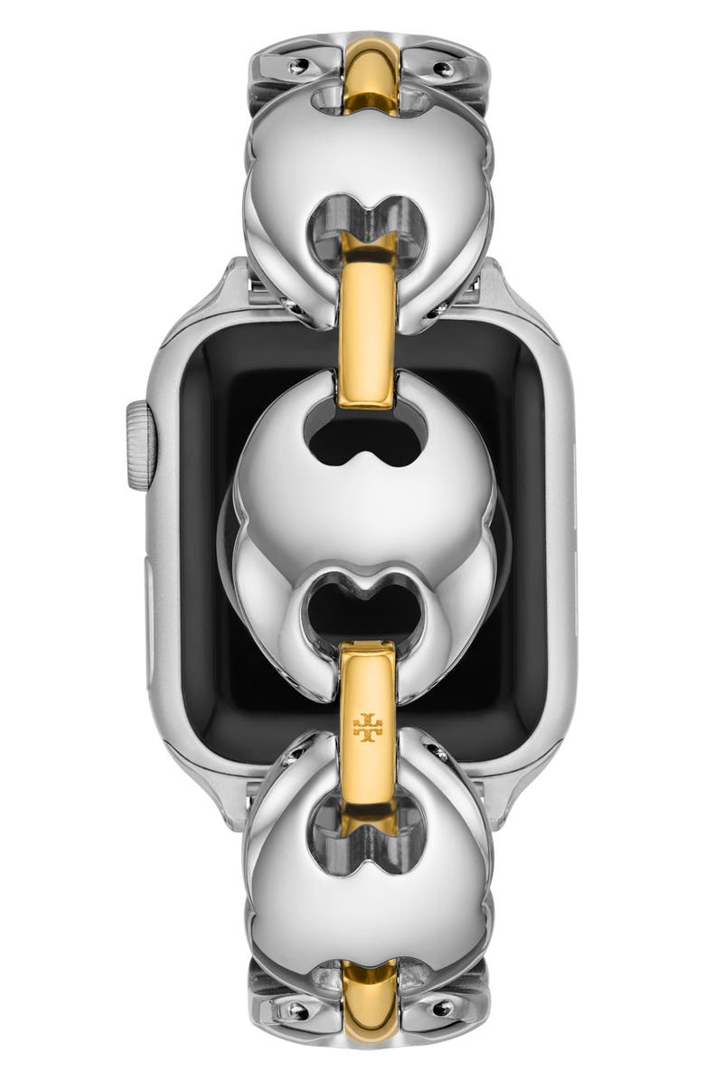 Tory Burch The Double T Link Two-Tone 18mm Apple Watch<sup>®</sup> Bracelet Watchband, Alternate, color, Two Tone