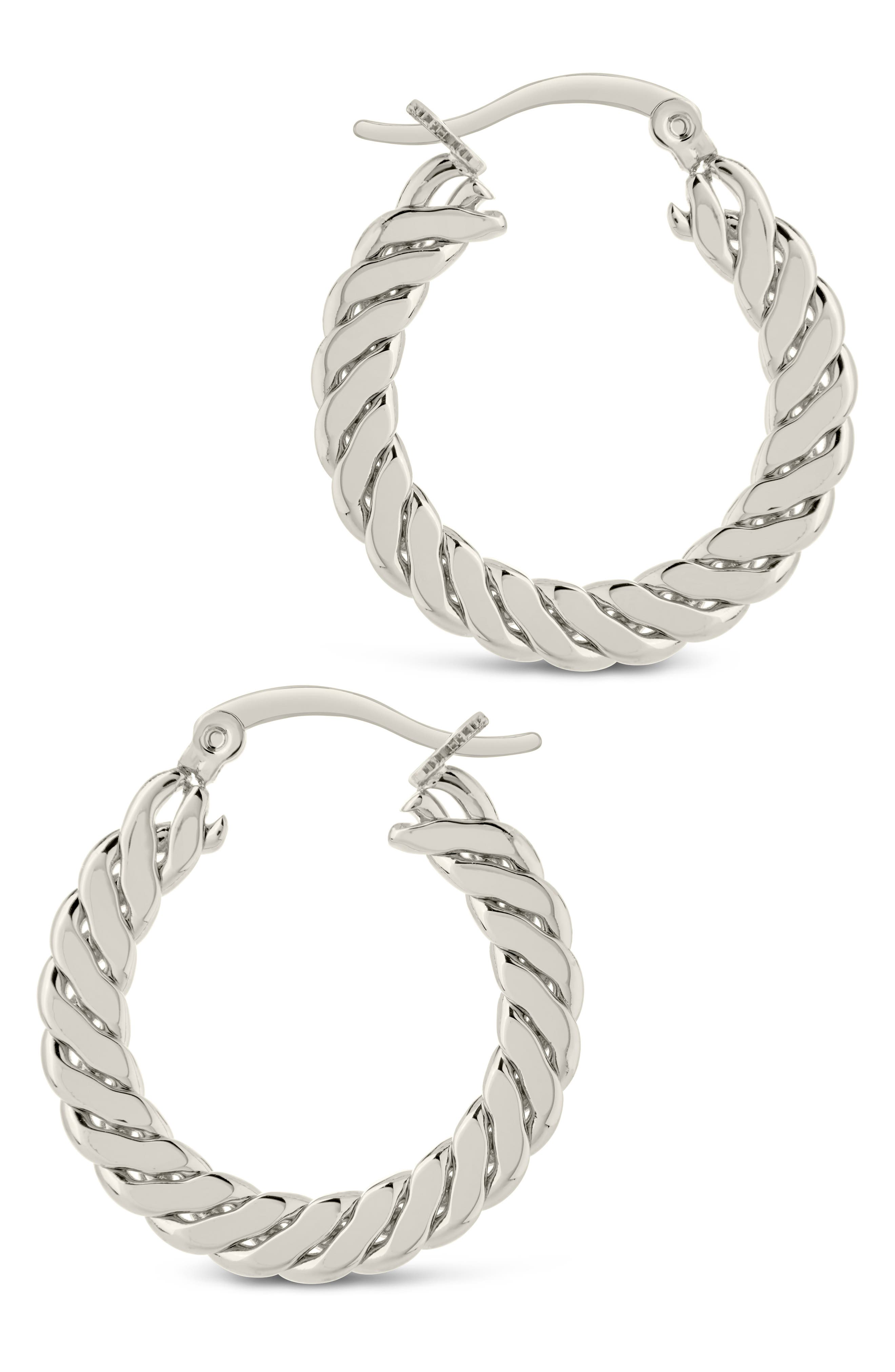 Sterling Forever Bree Flat Twist Hoop Earrings (Women) | Nordstromrack