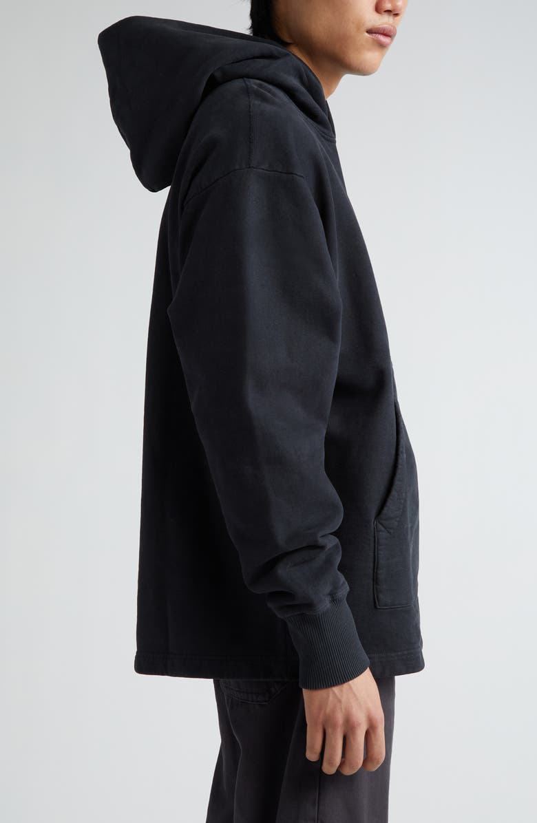 Acne Studios Small Logo Embroidered Organic Cotton Hoodie, Alternate, color, Black