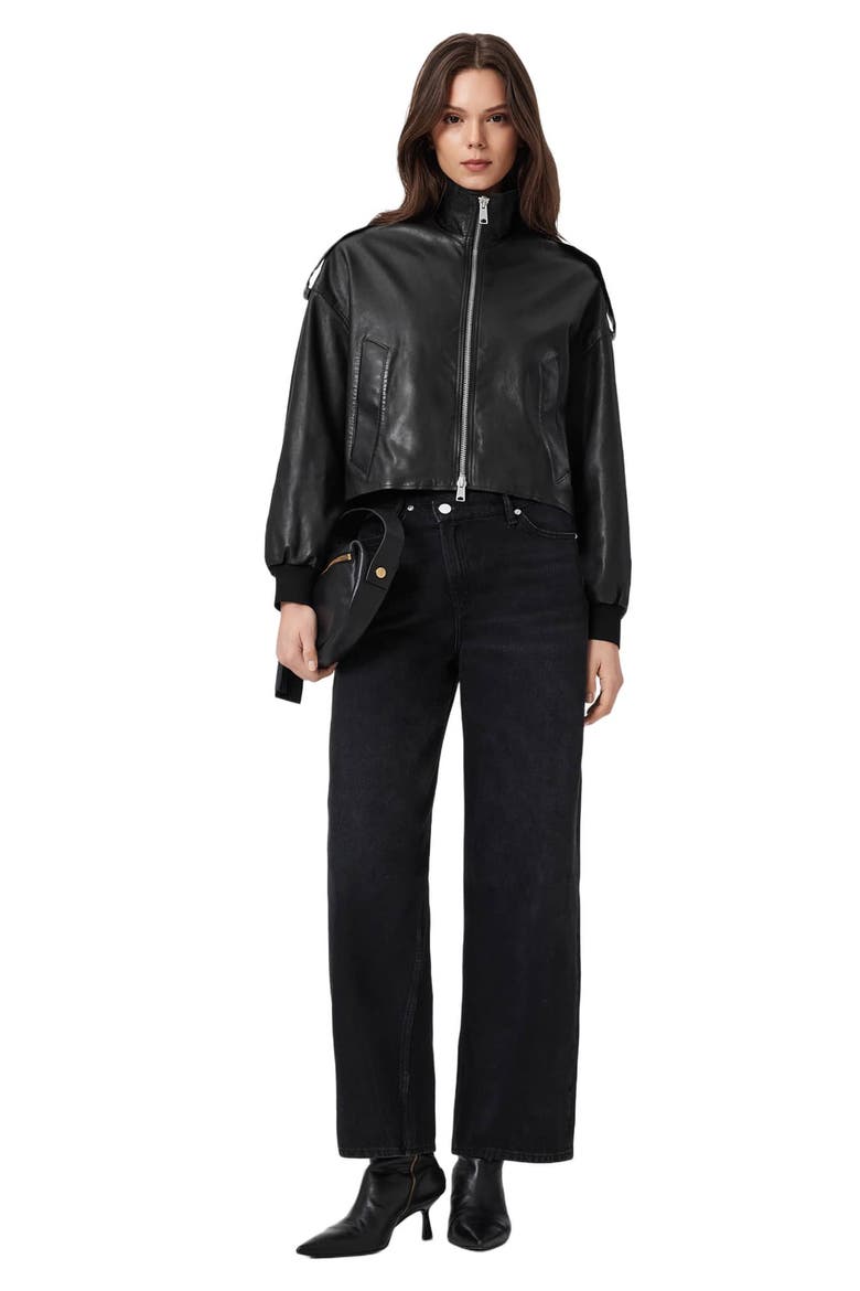 Lowden Leather Jacket, Alternate, color, BLACK