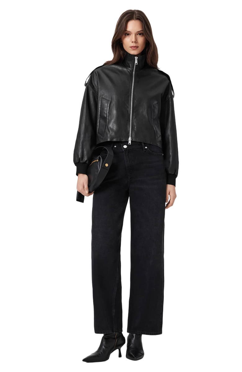 AllSaints Lowden Leather Jacket, Alternate, color, Black