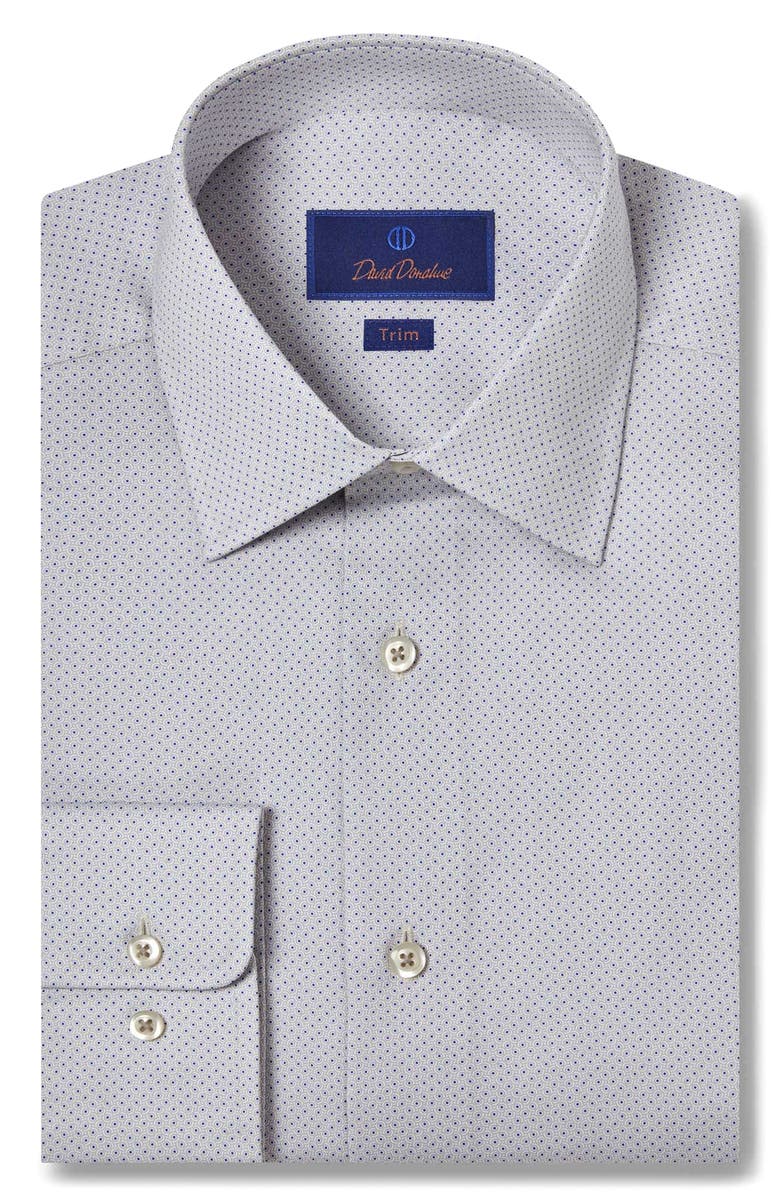 David Donahue Trim Fit Micromedallion Pima Cotton Dress Shirt, Main, color, 