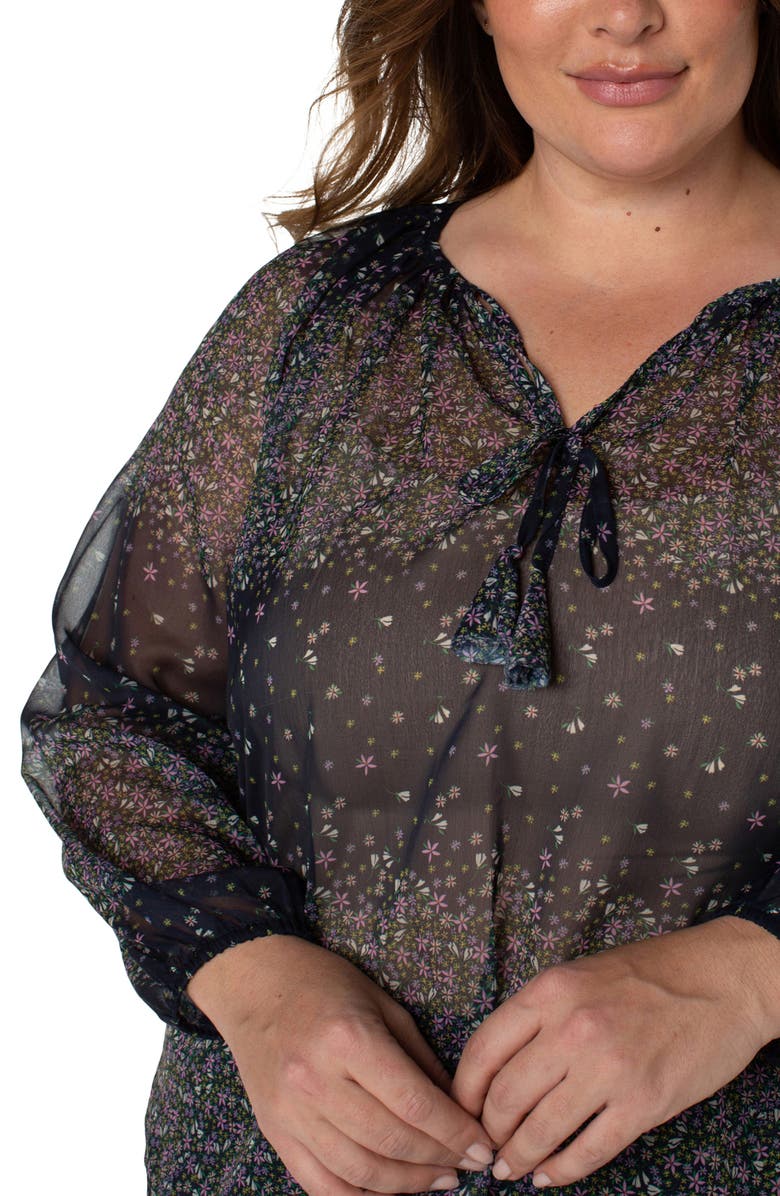 Liverpool Shirred Long Sleeve Blouse, Alternate, color, Mdnght Garden