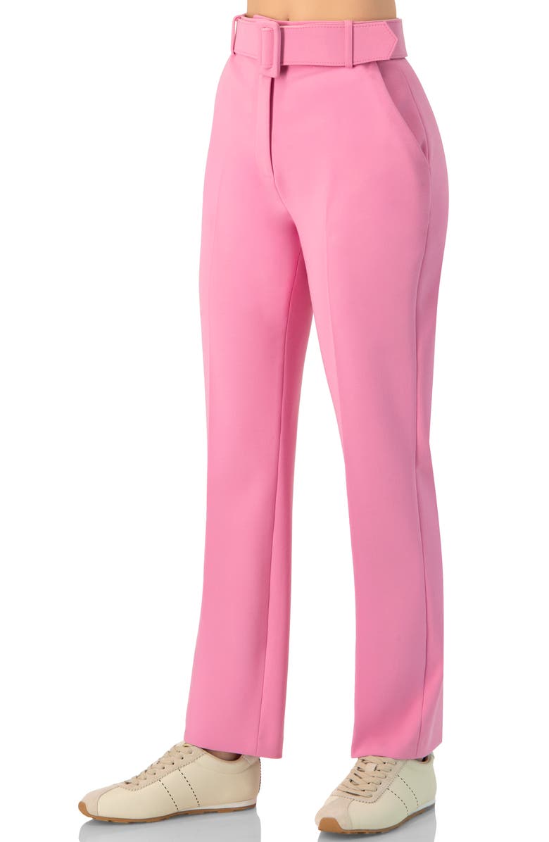 IVONNE Tailored Straight-Leg Pants with Belt, Alternate, color, Pink