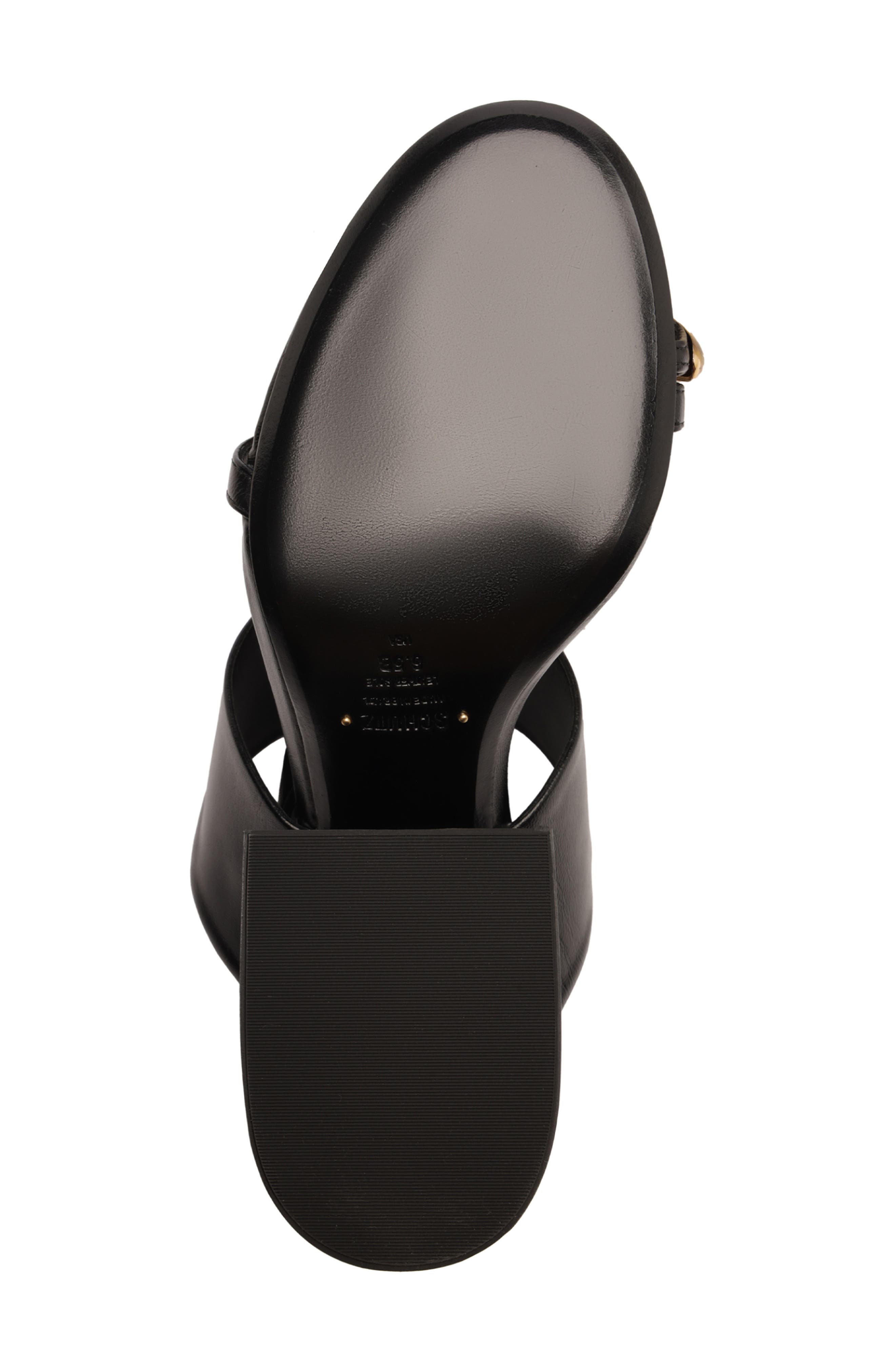 Schutz Mandy Ankle Strap Block Heel Sandal, Alternate, color, Black