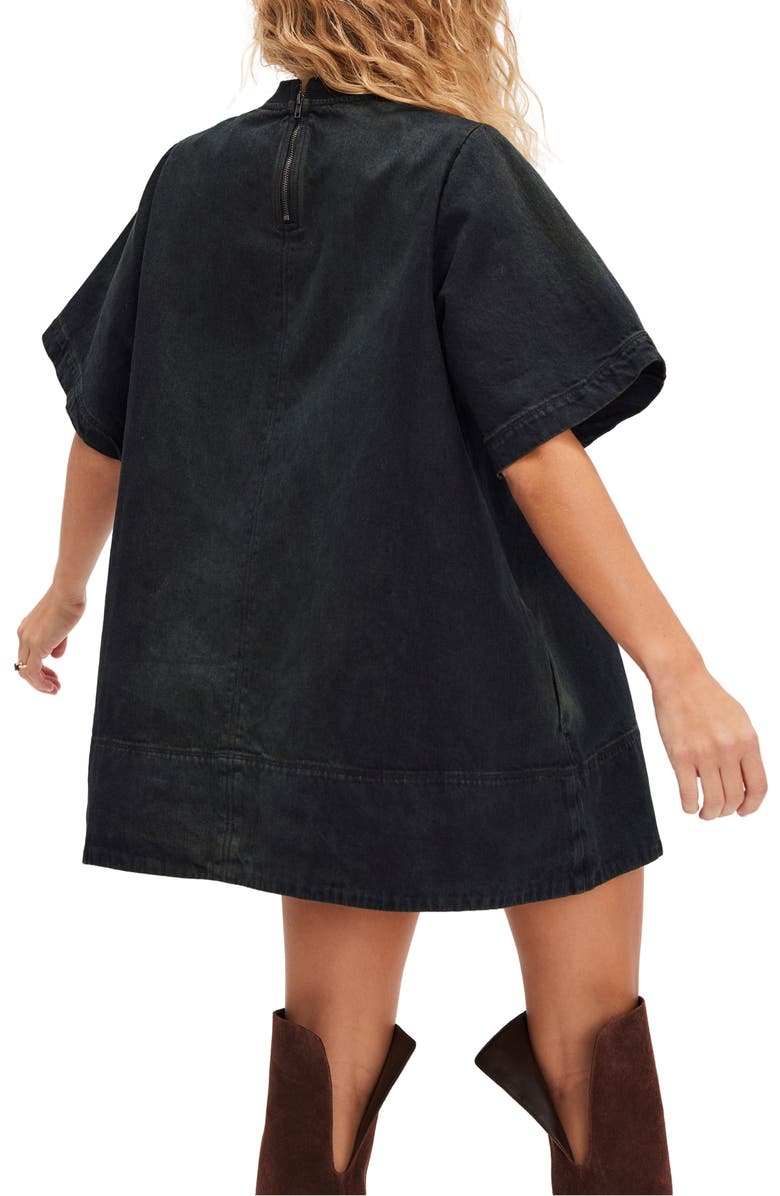 Free People Harlow Denim Minidress, Alternate, color, Anthracite